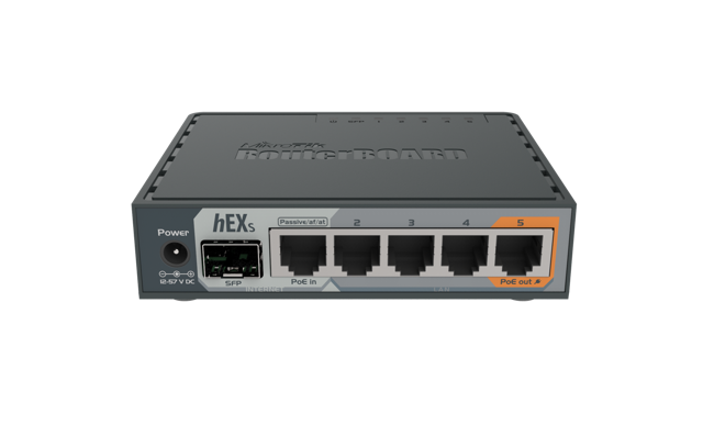 MikroTik - HEX S, 5 puertos Gb y 1 puerto SFP. ROS L4. MicroSD, USB tipo A (copiar)