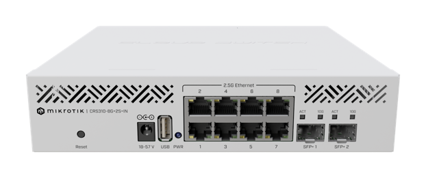 MikroTik -  CRS310-8G+2S+IN Switch para interiores de 8 puertos 2.5 gigabit y 2 SFP+