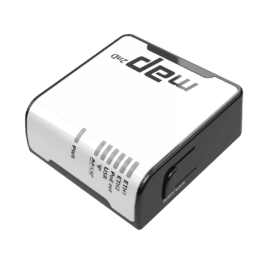 MikroTik - RouterBOARD mAP2nD with 650MHz CPU, 64MB RAM, 2x LAN, 2.4GHz 802.11b/g/n Dual Chain Access Point with Integrated Antenna, microUSB, RouterOS L4, plastic case, PSU, PoE-out