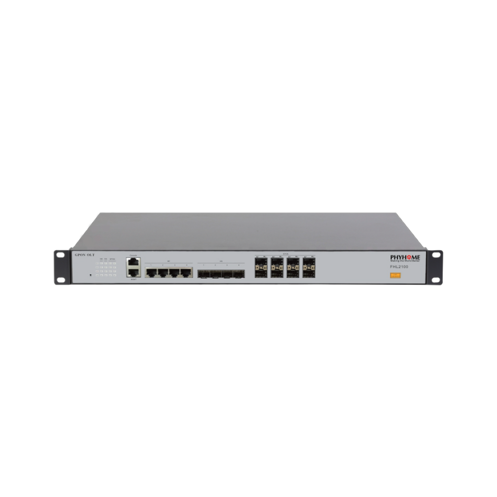 PhyHome - OLT GPON FHL2100-8 (8 puertos PON) incluye 8 modulos C+ FHM3920D 20KM