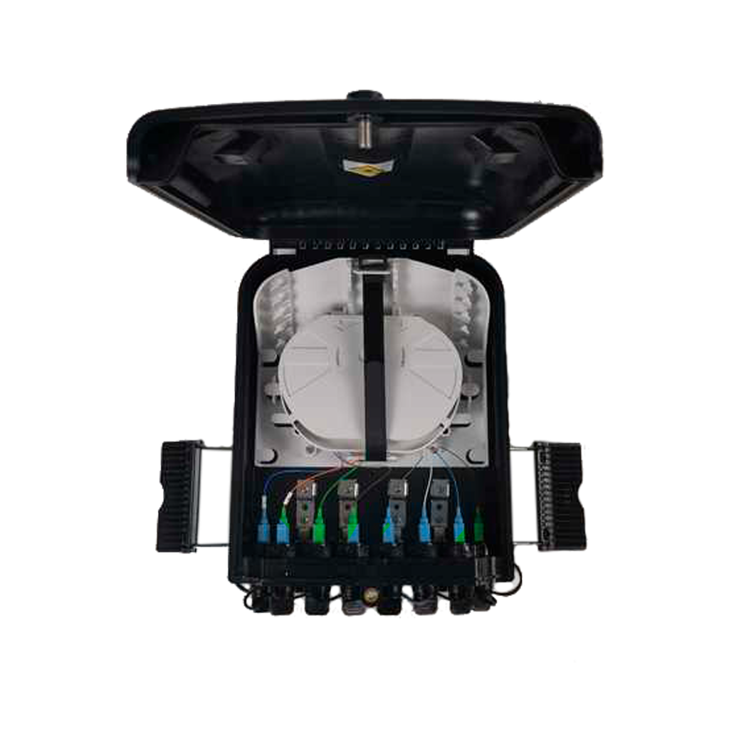 PhyHome - Caja NAP 1x8 Reforzada. Incluye spliter 1 x 8. Salidas para drop preconectorizado tipo Huawei.