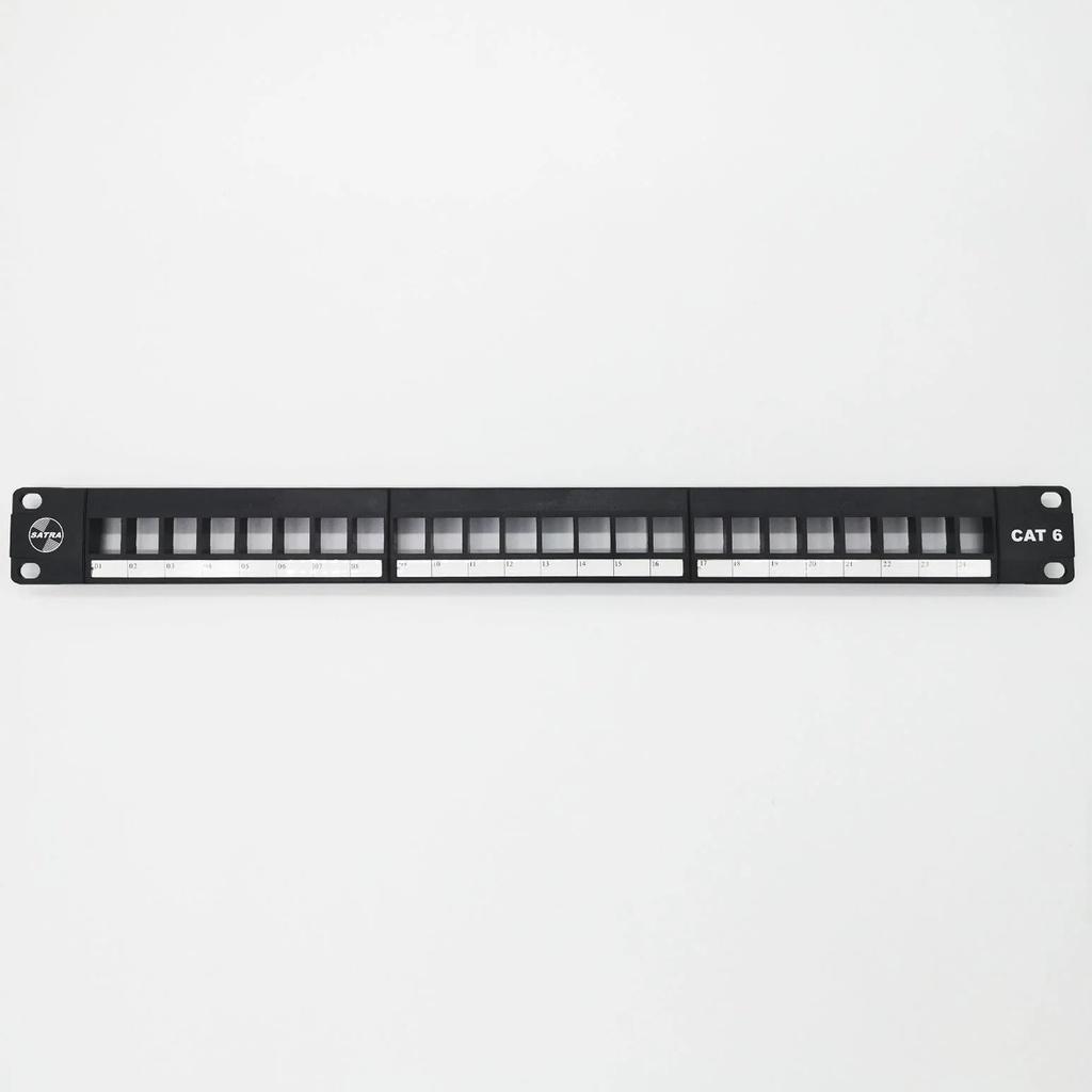 Satra - Patch panel SAT-PP6 -24-BL CAT6 24 puertos 1RU vacio. 24 jacks blancos.