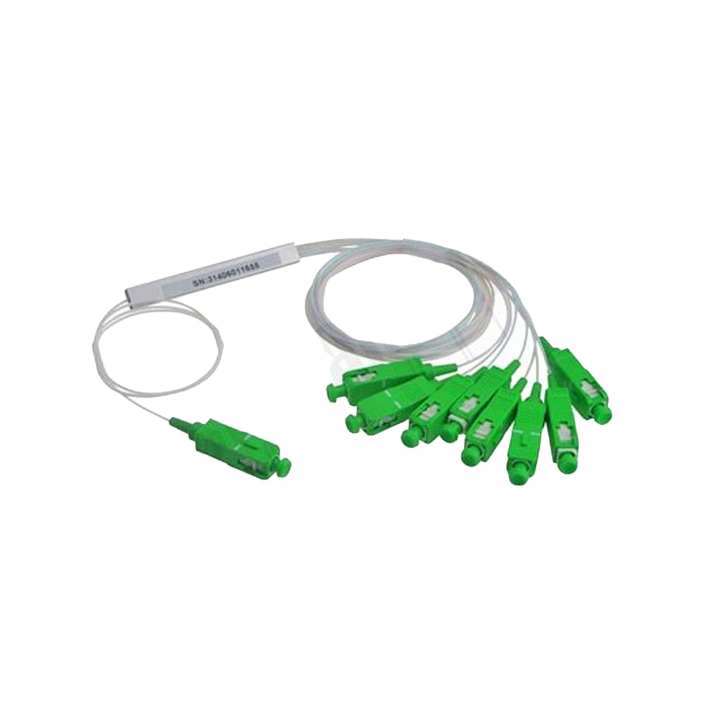 PhyHome - Splitter Optico 1:8 Conector SC/APC ,Longuitud 1.5 metros, Diametro: 0.9mm uso en cajas NAT verde