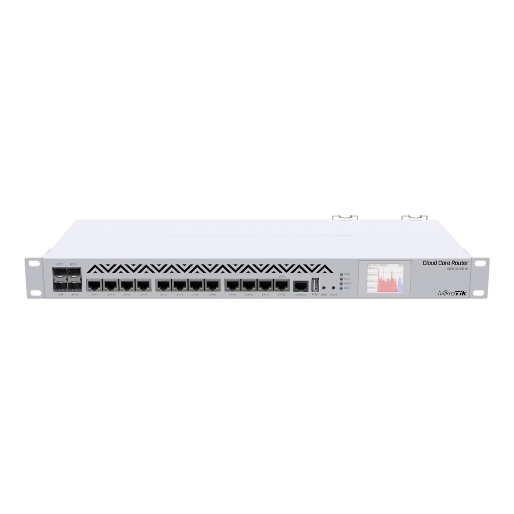 CCR1036-12G-4S-EM-MikroTik - Cloud Core Router 36 núcleos -12 puertos gigabit, 4 puertos SFP, pantalla LCD.