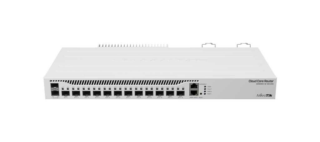 MikroTik CCR2004-1G-12S+2XS - Cloud Core Router con 1 puertos Gigabit, 12 puertos SFP+(10G) y 2 XSFP(25G) (RouterOS L6) with case (US)