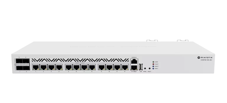 MikroTik - Cloud Core Router 12 Puertos Gigabit Ethernet, 4 Puertos SFP+ 10Gigas, ARM 64 BIT