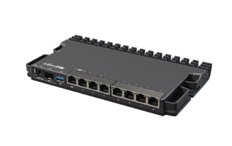 MikroTik - RB5009UG+S+IN, 7 puertos de 1Gb, 1 puerto de 2.5Gb y 1 puerto SFP+. USB tipo A, RouterOS L5.