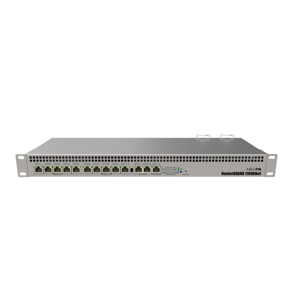 MikroTik - RB1100AHx4, 13x Gigabit Ethernet ports.