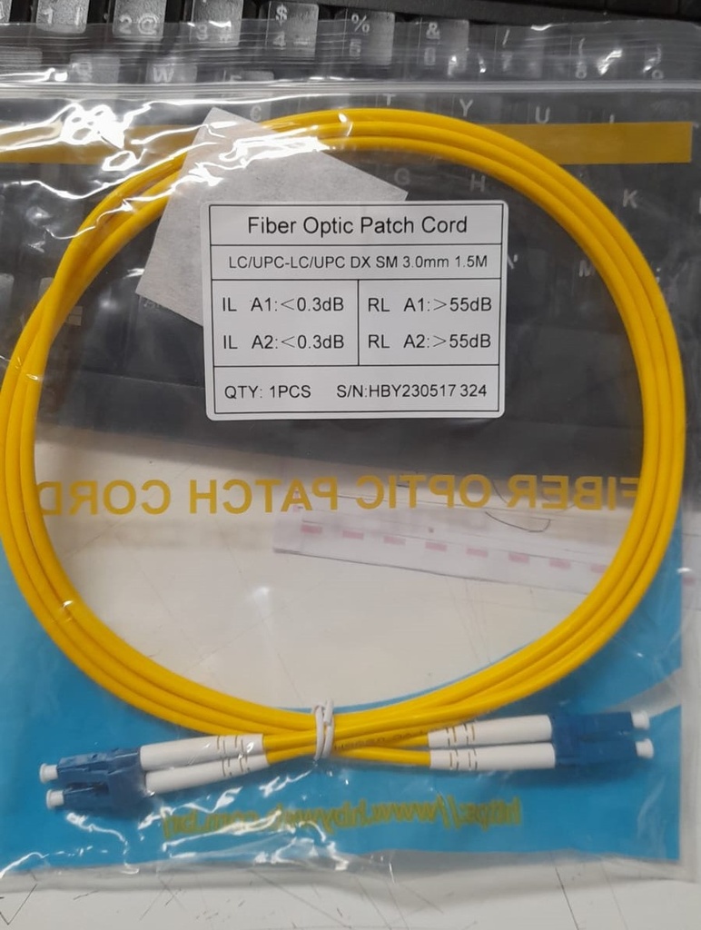 Genérico - Patch cord duplex de fibra monomodo LC/UPC a LC/UPC 3mm de 1.5m