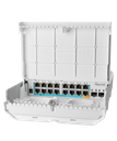 MikroTik - CRS318-16P-2S+OUT - WITH 800MHZ CPU, 256MB RAM, 16X GLAN W/POE-OUT, 2X SFP+ CAGES, ROUTEROS L5 OR SWITCHOS (DUAL BOOT), OUTDOOR ENCLOSURE. FUENTE DE ENERGIA NO INCLUIDA (SE RECOMIENDA 48V2A96W)