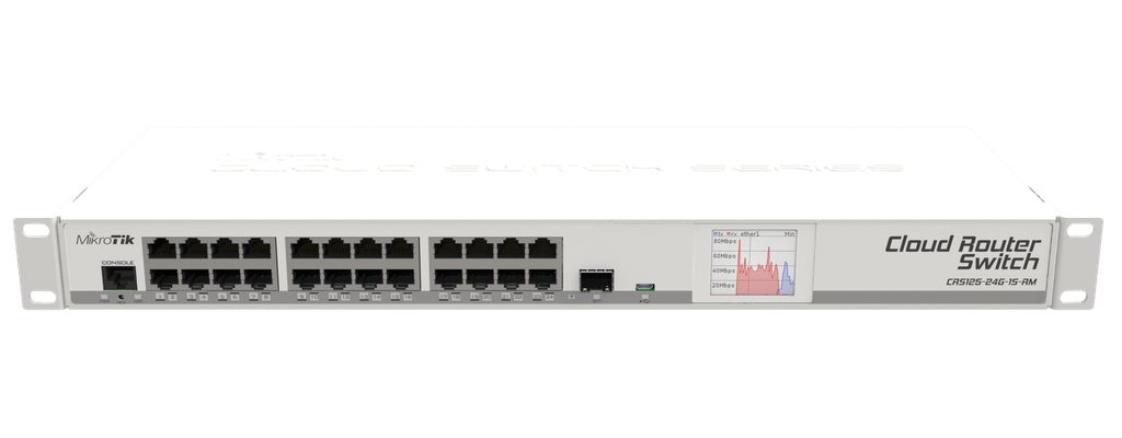 MikroTik - CLOUD ROUTER SWITCH 125-24G-1S-RM, ROUTEROS L5,1U RACKMOUNT ENCLOSURE.