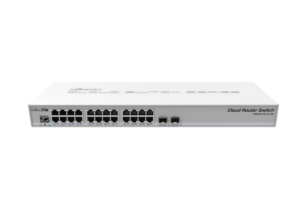 MikroTik - CLOUD ROUTER SWITCH 326-24G-2S+RM WITH 800MHZ CPU, 512MB RAM, 24X GIGABIT LAN, 2X SFP+ CAGES