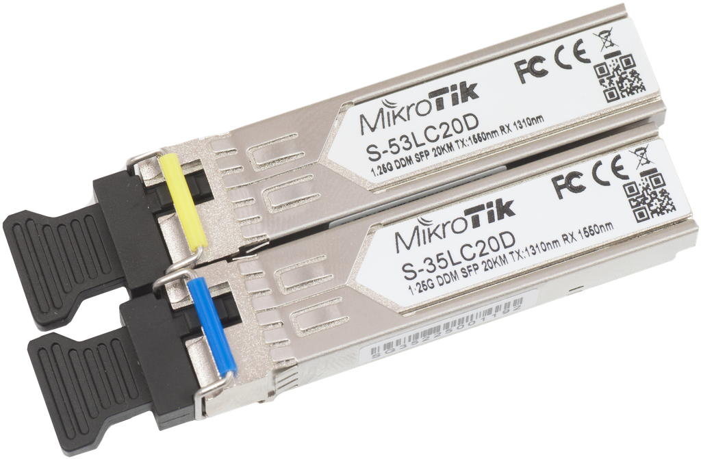 MikroTik - Kit Transceiver / modulo SFP monomodo 1.25Gbps 20Km BiDi
