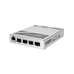 [CRS305-1G-4S+IN] MikroTik - CRS305-1G-4S+IN, Five-port desktop switch with one Gigabit Ethernet port and four SFP+ 10Gbps ports